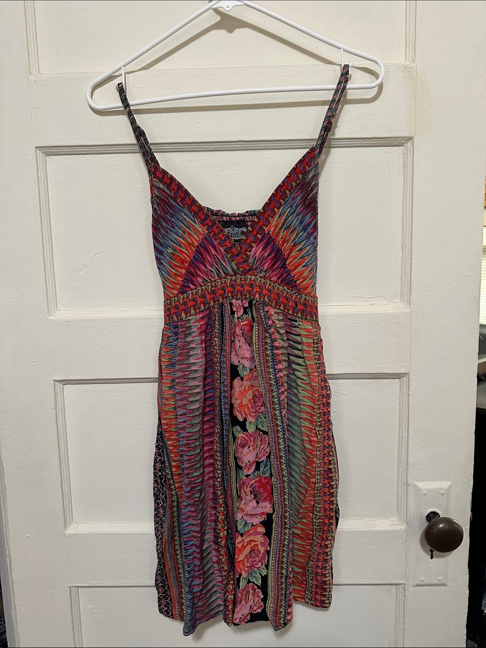 Angie Multicolor Floral & Chevron Mini Dress